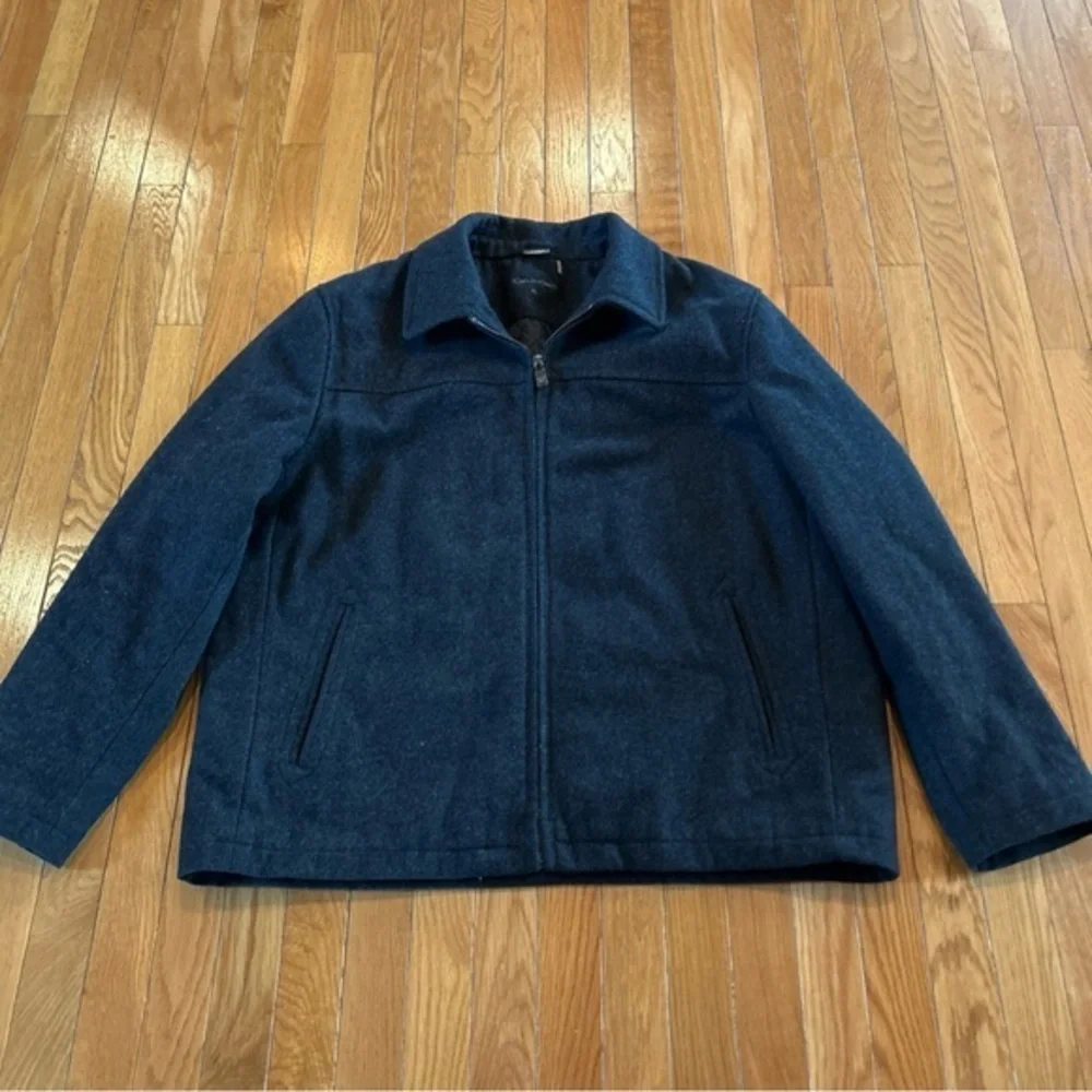 CALVIN KLEIN Peacoat Jacket Full Zip Collared Neck Lined Charcoal Gray Mens XL